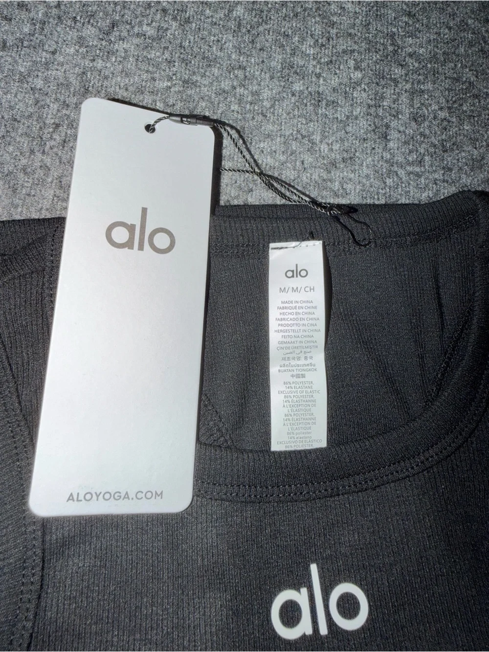 ALO Yoga Black Ribbed Cropped Tank